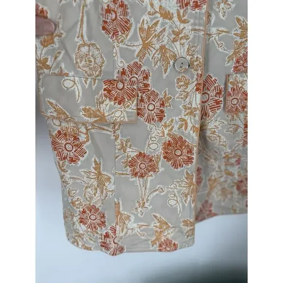 Sigrid Olsen Sport Women’s Long Blazer Cream Orange Floral Size Small - Picture 3 of 10
